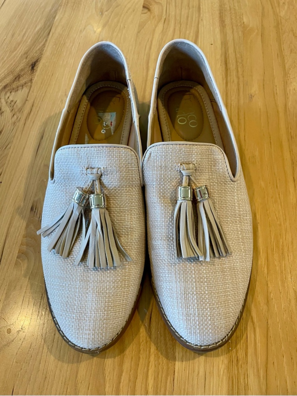 Franco Sarto Beige Tassel Loafers